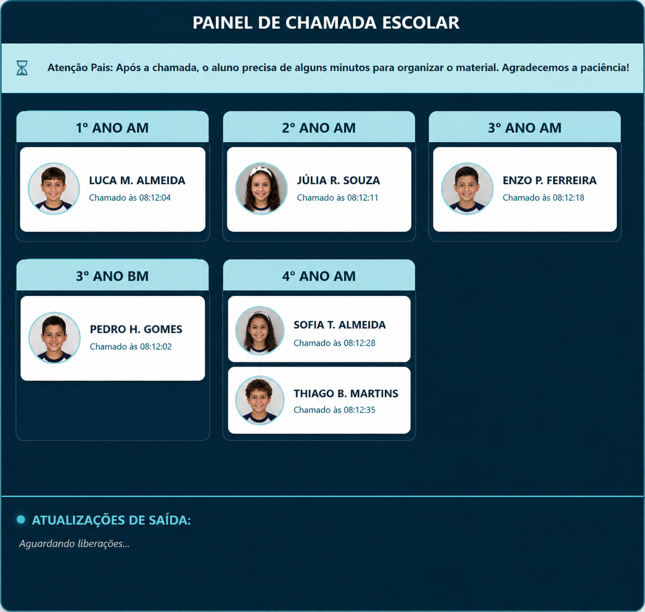 Tela do sistema de gestão de saídas
